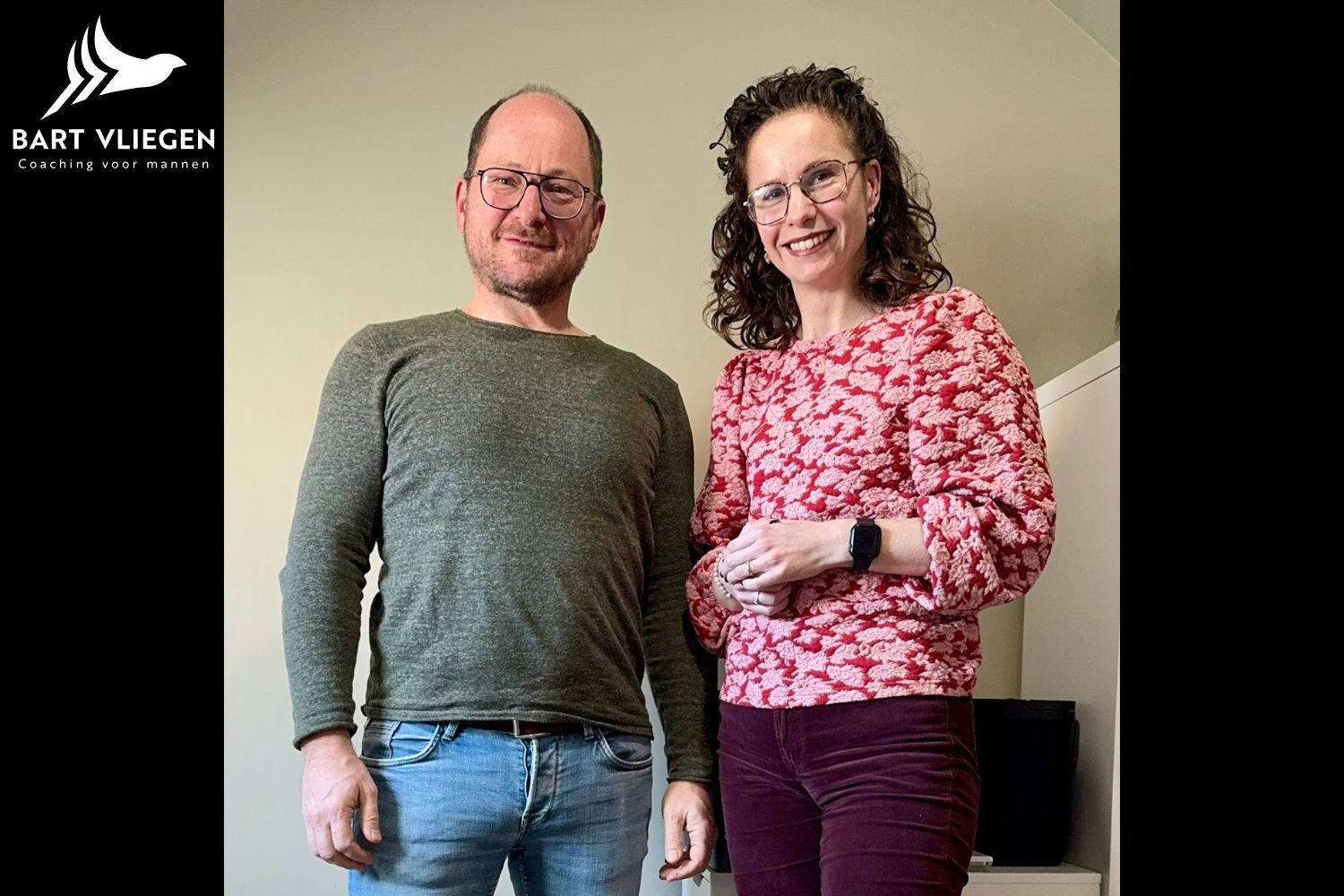 Bart Vliegen, mannencoach, en Maud Schaepkens, psychotherapeut